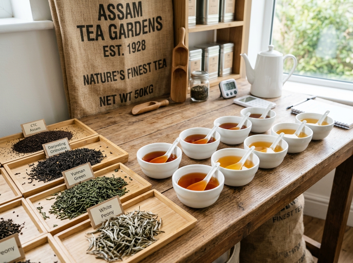 Kasfi Traders professional cupping and tea grading table